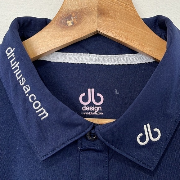 Druh Polo Golf Shirt Mens Size Large Navy Blue - Picture 2 of 13